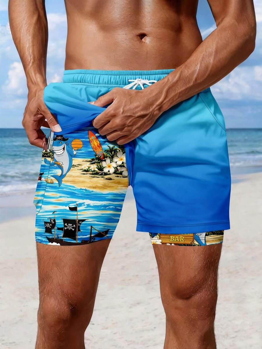 Men's All-Over Print Casual Shorts - Multicolor - View 1