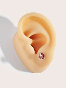 1pc Fashionable Minimalist Diamond Stainless Steel Earrings, Suitable For Women's Daily Wear - Diamond - View 4