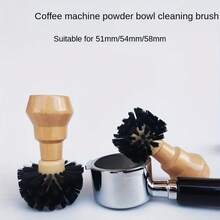 1pc Premium Wooden Handle Barista Espresso Coffee Tamper Brush - Effective Filter Screen Cleaning, Easy To Use - Portable Coffee Shop Essential Tool, Coffee Powder Cleaning Brush, Bar Coffee Powder Cleaning Brush, Cup Brush, Italian Coffee Machine Portafilter Cleaning Brush - Black - View 5