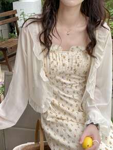 1件女士轻薄雪纺披肩罩衫，适合夏季，可搭配吊带裙 - 彩色 - 查看 7