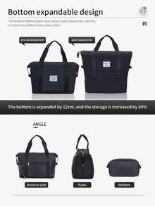 1 Stück verdickte schwarze Reisetasche, große Kapazität wasserdichte Umzugstasche, faltbarer Gepäckorganizer mit verstärkten Griffen, verschleißfeste Packtasche für Kleidung, perfekt für Reisen, Umzüge und Heimaufbewahrung, Studentenwohnheim - Schwarz - Übersicht 3