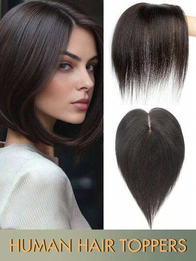 Blonde-613# Human Hair Topper For Women, 360° Cover The Top Of The Head, Seamless Straight Hair Pieces, 7X11cm Base Net, Smooth Blending For Thinning Hair, Natural Scalp Top To Hide Bald Or White Hair For Women Daily Or Mother'S DayHighlights Victoria Secret Wear And Go Glueless For Holiday Festival Essentials School Supplies Bride