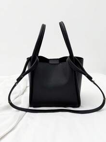Large Capacity Black Tote Bag With Adjustable Strap, Fashion Daily Handbag - Black - View 7