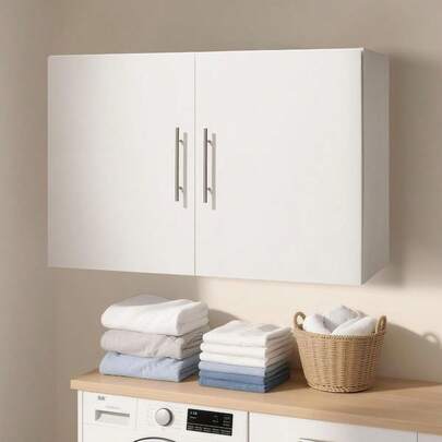 Uimoso Laundry Room Wall Cabinet 2-Tier Cupboard Storage 36 In With 2 Doors