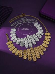 1pc Gold Zinc Alloy Hollow Diamond-Shaped Waist Chain With Embedded Star Rhinestones, Suitable For Weddings, Galas, Balls To Showcase Noble Elegance, Also Can Be Accessory For Autumn Or Halloween Outfits - Gold - View 6