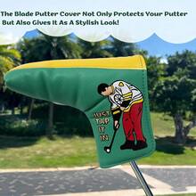 Funda para cabeza de putter de golf | Forro de terciopelo suave | Patrón de doble cara | Cuero de PU resistente a los arañazos | Se ajusta a la mayoría de los putters de hoja - Verde - Ver 5