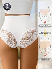 3 PiecesWomen's Triangle Panties - Sexy Lace Trim Design, Comfortable Fabric, Skin-Friendly And Breathable - Perfect Gift Choice - Multicolor - View 4