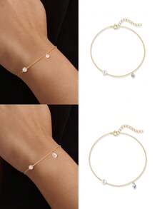 18K Gold Plated ArtificialPearl Bracelet Gold Charm Bracelets For Women Adjustable Fashion Charm Dainty Handmade Jewelry Gifts - Gold - View 12