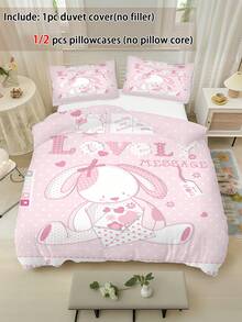 2/3件套儿童床上用品，粉色泰迪熊图案被套套装，多种尺寸双面被套，印花柔软被套，适合儿童、青少年、男孩、女孩，季节性礼物，卧室，节日，拉链封口。 - 彩色 - 查看 2