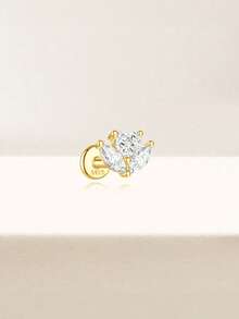 1 đôi bông tai bạc 925 hình trái tim dễ thương đính đá Cubic Zirconia, thích hợp cho nữ giới đeo hàng ngày, hẹn hò, du lịch, đám cưới, tiệc tùng, quà tặng ngày lễ. - Vàng - Xem 3