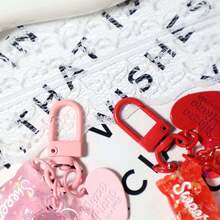 1pc Fashionable Women's Transparent Heart-Shaped Candy Bear Keychain, Girl Backpack Hanging Chain, Car Key Chain - A - View 5