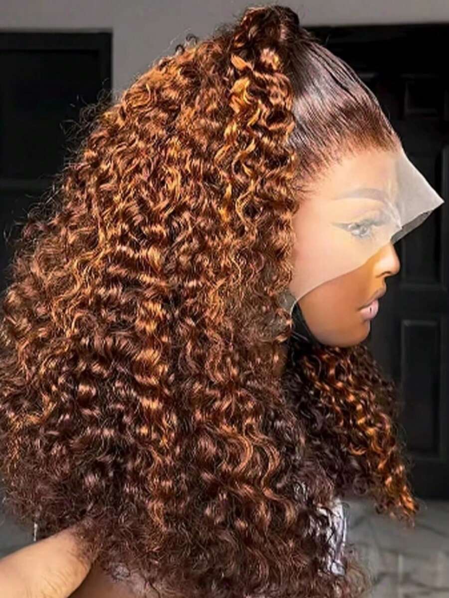 Hidden Strap 360 Lace Front Wigs Human Hair 250% Density Glueless Highlight Curly Human Hair Wig Pre Plucked 13x6 Honey Blonde Lace Front Wig Full Lace Frontal Wig With Invisible Drawstring Wet And Wavy Colored Human Hair Wig - S4/27 - 查看 1