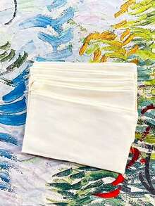 5/10/20/50 piezas Bolsas de lona en blanco para pintura DIY, impresión digital, manualidades. Adecuado para volver a la escuela, fiestas, decoración de eventos de spa, bolsas de regalo reutilizables, bolsas de cosméticos portátiles, juegos de maquillaje de viaje. Juegos de regalo expresivos para dibujar, almacenar bocadillos y regalos, bolsos y carteras lindos. - Beis - Ver 36