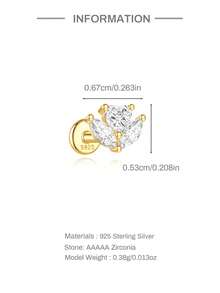 1 đôi bông tai bạc 925 hình trái tim dễ thương đính đá Cubic Zirconia, thích hợp cho nữ giới đeo hàng ngày, hẹn hò, du lịch, đám cưới, tiệc tùng, quà tặng ngày lễ. - Vàng - Xem 5