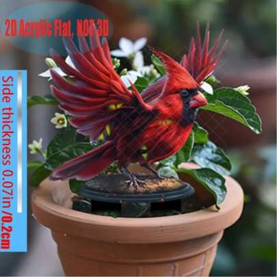 2D Flat, 1pc Charming Bluebirds With Umbrella Acrylic Garden Stake - 2D Flat Multifunctional Outdoor Decoration, Perfect For Lawn, Flower Pot & Patio, Ideal Yard Art Gift, No Electricity Required, Bird Decor