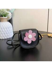 纯色迷你单肩包，PU皮革斜挎包，女童款 - 612花朵 - 查看 10