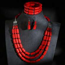 Conjuntos de joyería de moda para mujer, collar multicapa con forma de onda acrílica colorida, pendientes, pulsera, bisutería, accesorios Vintage WELJ - Color 2 - Ver 8