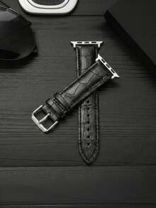 1件裝男士商務黑色PU皮革錶帶，相容 38mm 40mm 41mm 42mm 44mm 45mm 46mm 49mm，相容 Series Ultra 3/2/1 11 10 9 8 7 SE3 6 5 4 3 2 1，正式日常穿戴PU皮革錶帶，適合商務場合 - 黑色 - 查看 3