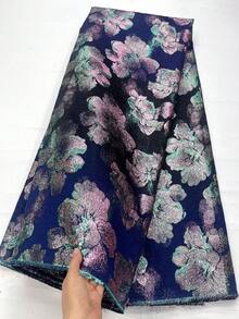 5 Yards/1 Yard Floral Jacquard Lace Fabric, 2026 New Soft Non-Wrinkle Shiny Sewing Fabric For French/African/Nigerian Party, Evening Dress, Women's Dress, Home DIY Decor, Blue, Red, Yellow, Green - A - 查看 12
