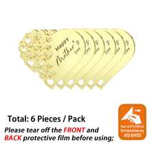 6/10 件装 母亲节快乐 心形设计 金色镜面亚克力纸杯蛋糕装饰 甜点装饰 母亲节派对供应商 - 查看 12