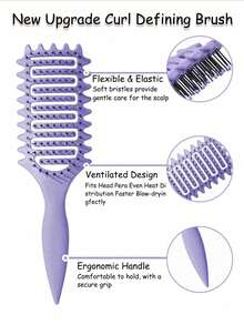 1支女士卷发梳，透气造型卷发器，适合所有发质，释放卷发潜能，打造各种发型，成就完美造型 - 彩色 - 查看 8