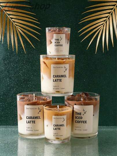 1pc Coffee Cup Jelly Candle (Iced Coffee/Caramel Latte) Long-Lasting 12-30 Hours Plant-Based Fragrance, Suitable For Living Room/Bedroom Relaxation, Candle Holder Applicable For Home Decor, Suitable For Ramadan/Valentine's Day/Mother's Day/Carnival/Easter/Party Gifts, Wedding Accessories, Tabletop Centerpiece, Exclusive Gift For Coffee Lovers, Creative Gift For Men And Women, 1pc