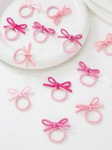 12pcs/Pack Kids Mini Butterfly Hair Ties, Suitable For Fine Hair Children, Elastic, Cute Princess Style, Suitable For Daily Wear, Simple And Cute, Kidvery - Multicolor - View 8