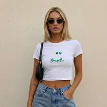 Cropped T-Shirt Brazil World Cup Fan Look - Màu xanh lam - Xem 5