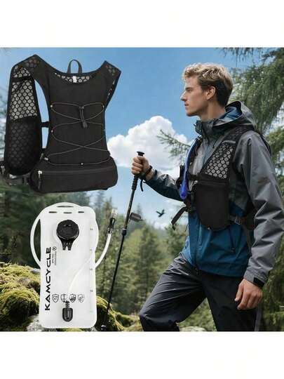 Hydration Backpack With 2L Water Bladder, Lightweight Running Vest With 2L Hydration Bladder For Women Men, Adjustable Straps, Multi-Pocket Water Backpack, Breathable Running Vest For Hiking, Cycling, Climbing, Camping, Biking