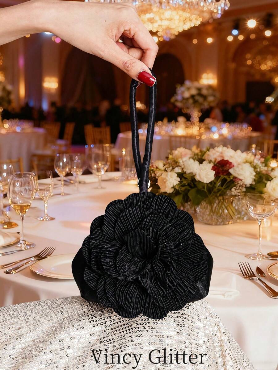 Mini Party Clutch Bag With Rhinestone Decor, Elegant Handbag For Attending Events, Chic Cosmetic Bag, Versatile Fashion Small Handbag - Black - View 1