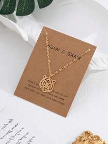 1件金属镂空虎头项链，适合女性日常佩戴 - 金色 - 查看 6