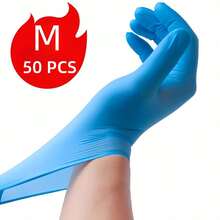 50 PCS 9 Inch Nitrile Gloves, Disposable Nitrile Gloves, Household Cleaning Gloves, Kitchen Dishwashing Gloves, Reusable Gloves, Multifunctional Nitrile Gloves - 50 Blue - View 10