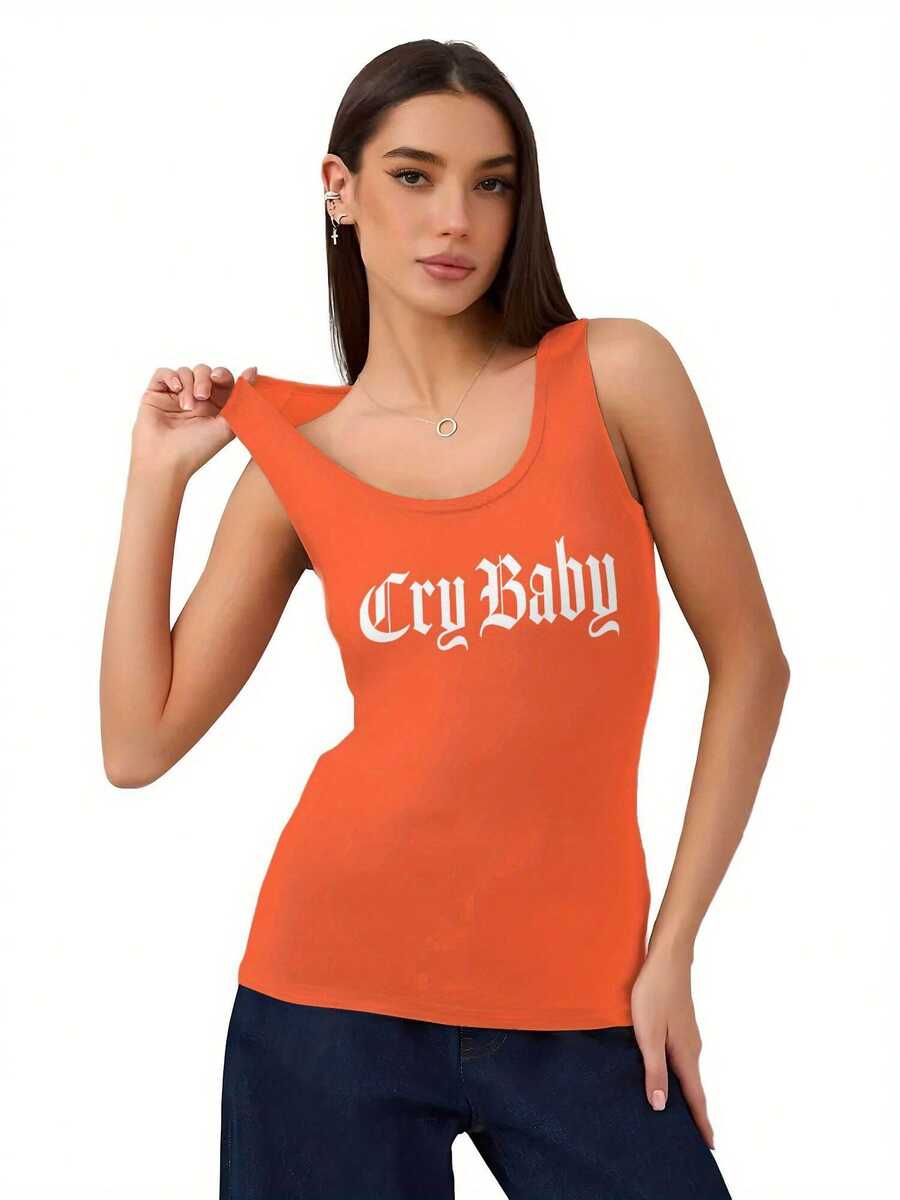 Plus Size-Women's Fashionable Summer Yoga Old England Tank Top - Slim Fit, Breathable, Soft - Women's Casual Sports Sleeveless Shirt (Black, Pink, Orange)-1XL-5XL - Orange - View 1