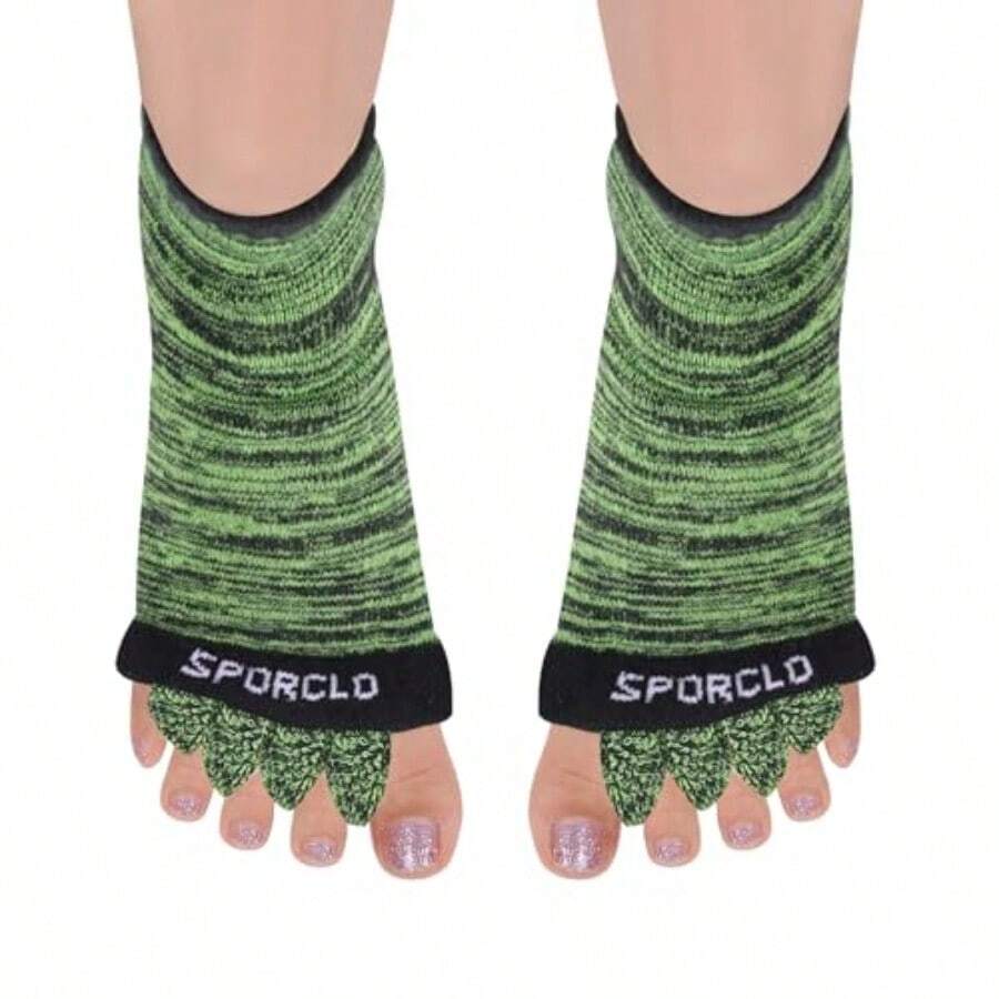 SPORCLO Toe Separator Socks For Men Women Fy Foot Alignment Sock Massage Cotton Bunion Socks Yoga Sports GYM - B 多色 - 查看 1