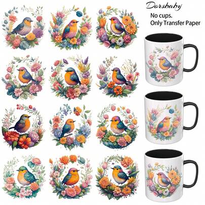 Dorsbaby 12PCS/SET UV DTF Cup Wraps Style Self-Adhesive Sticker For Coffee Cups, Water Bottles, Home Decor, Laptops And Refrigerator DIY Crafts(Glass Not Included)