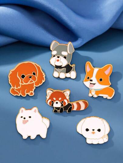 1/6 piezas Broche de perrito de moda, serie de animales creativos de aleación, accesorio decorativo versátil, insignia de aleación con forma de gota de aceite para solapa de mascota