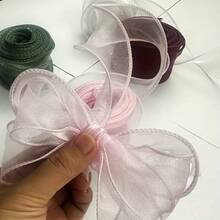 4卷波浪形缎带，适用于礼品包装、花束装饰、婚礼派对装饰、手工制作，柔软透明缎带，礼品包装用品，花束装饰，优雅缎带设计 - 查看 8