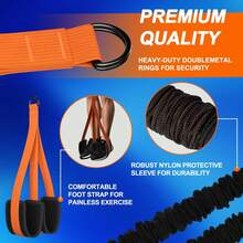 Pull Up Assistance Bands With Feet Straps - Adjustable Heavy Duty Resistance Bands Pull Up Bar Home Gym Fitness Strength Training - 橘色 - 查看 3