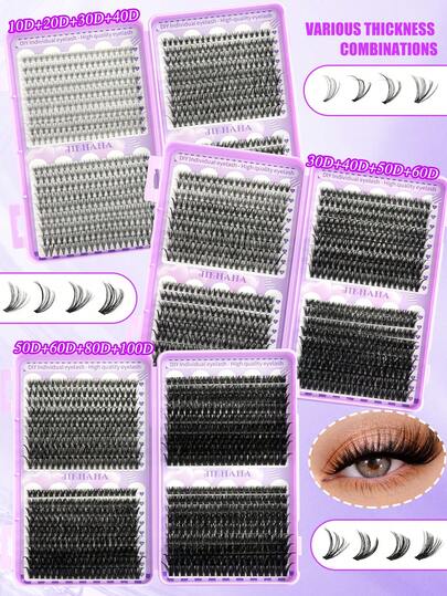720 Clusters Of 36 Rows Of High-Capacity And High-Density Eyelash Extension Sets, D-Shaped Naturally Curly And Soft Single Eyelashes, Mixed Lengths Of 9-18mm, 0.07mm Ultra-Lightweight, Waterproof Mink Black 3D Effect False Eyelashes, Suitable For Light And Heavy Makeup, Daily Makeup And Cartoon Makeup, Portable And Easy To Use, Suitable For Daily Outings And Various Occasions. Eyelash Clusters, Single Eyelashes, False Eyelashes.