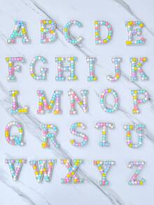 Cute 26 English Letters Patch Stickers, A-Z Alphabet Applique With Pearls And Small Diamonds, Self-Adhesive Letter Patches/Fabric Letter Sticks, Initial Letters Embroidered Chenille Sticker - 26 letters set - View 10