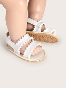 3-6-8 Months Infant Girl Summer Soft Breathable Anti-Slip Prewalker Shoes, Suitable For 100 Days Old Infant - White - View 3