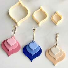 3件套复古风格聚合物粘土模具切割器套装，DIY珠宝制作工艺工具套装，适用于粘土塑形和手工珠宝制作，派对和节日主题 - 黃色 - 查看 6