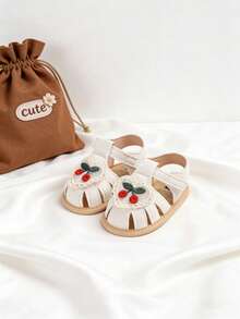 Toddler Girls' Breathable Soft Bottom Open Toe Princess Floral Sandals, Summer - White - View 5