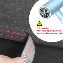 Tira de acabado de cuero para interior de coche en negro & rojo, longitud universal de 2m, diseño de contraste negro & rojo, decoración de hueco de consola central, uso de modificación, elegante & con estilo, compatible con múltiples modelos de coche - Tira de adorno de cuero rojo - Ver 1