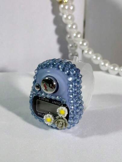 Cute Flower Rhinestone Mini Portable Digital Counter, Adjustable Tightness Meter, Convenient Manual Press Counting, Multiple Colors Available, Suitable For Outdoor Sports, Prayer Counting, People Counting And More, Lightweight And Portable, Applicable For Recitation, Prayer Counting, Sports/Training/Prayer Mini Counter
