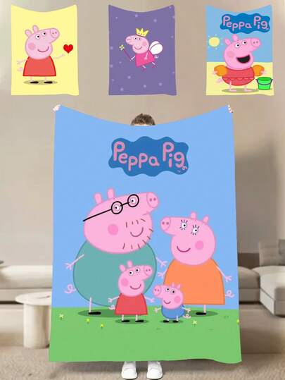  The Cute Cartoon Pig Peppa Pig Blanket Is An Excellent Gift Idea For Anime Lovers - A Comfortable Bedding Accessory Suitable For All Seasons. It Is A Very Soft Flannel Blanket That Is Perfect For Use On Sofas, For Camping, And On Travel Adventures.