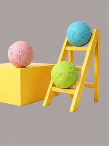 1pc Pet Paw Print Rubber Chew Toy Ball, Interactive Training Toy With Sound For Dogs - Multicolor - View 10