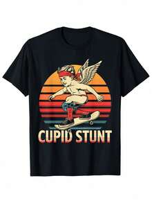 Regalo de Verano: Camiseta de Algodón Cupid Stunt para Hombre - Negro - Ver 2