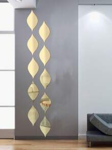 10pcs Gold Teardrop Acrylic Mirror Wall Stickers, Self-Adhesive Removable 3D Mirror Tile Decals For Living Room, Bedroom, Bathroom, Home Decor, All Season DIY Wall Art - Multicolor - View 10