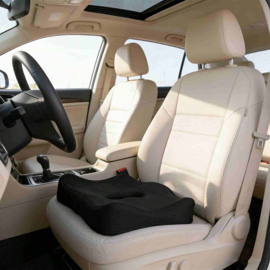 Memory Foam Ergonomic Office Chair Cushion And Car Seat Cushion, Polyester Fabric Seat Pad To Enhance Seat Comfort
